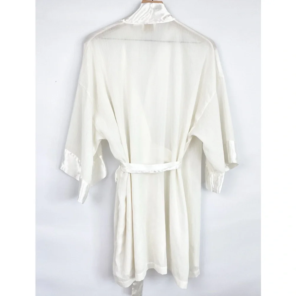 Vintage Victoria's Secret‎ Gold Label Sheer Wrap Robe, Ivory - One Size